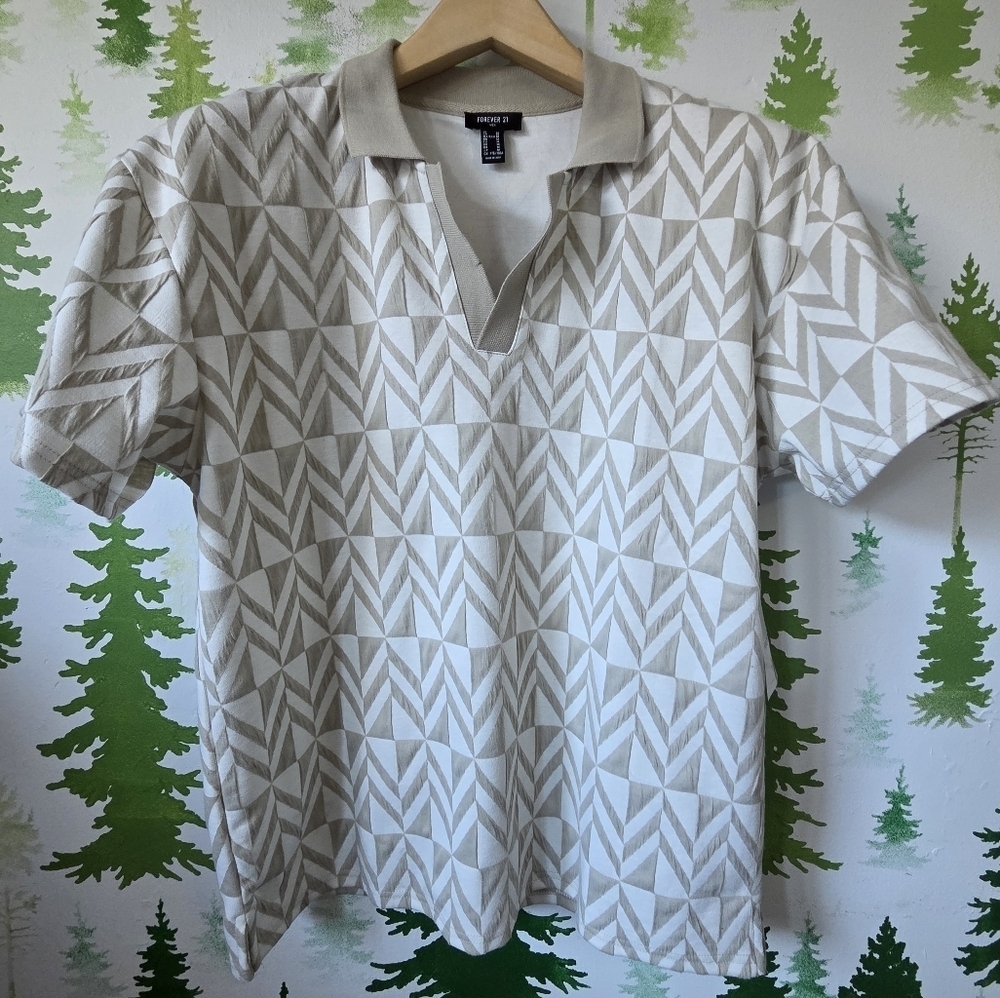 Geometric Forever21 Polo Shirt